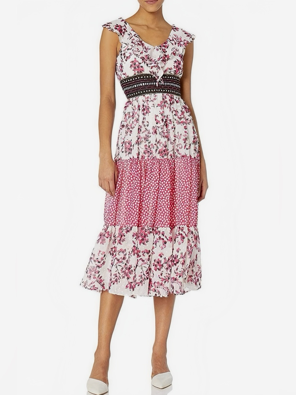 💕Taylor Tiered Chiffon Midi Dress LIKE NEW!